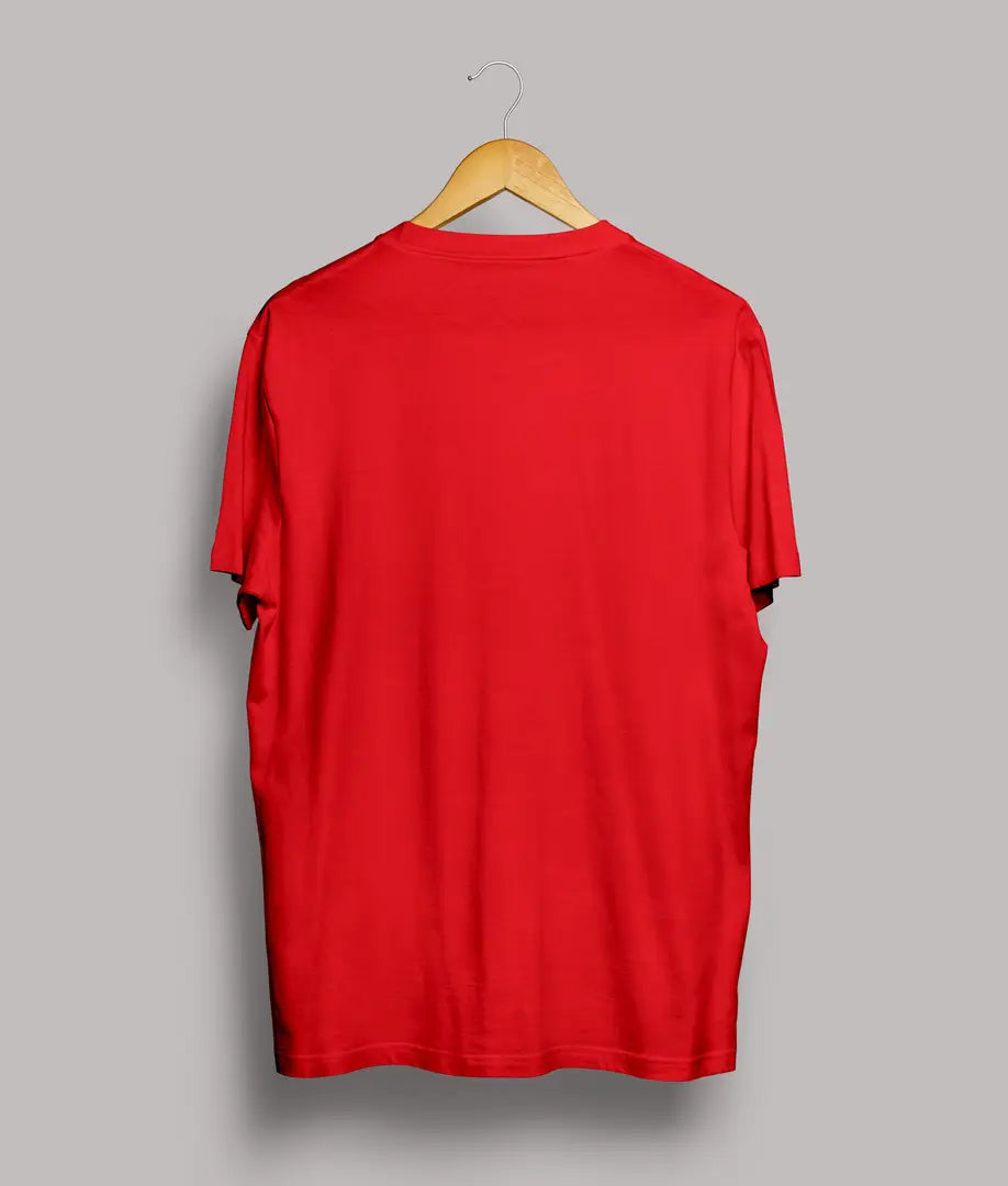 Men's Red Cotton Printed Round Neck Tees