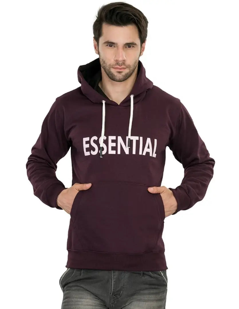 Leebonee Men's Printed Solid Fleece Hooded Sweatshirt