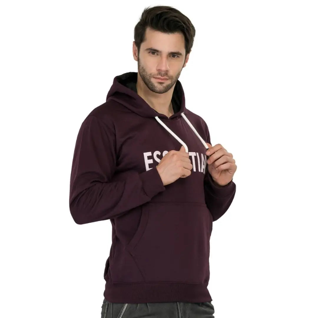 Leebonee Men's Printed Solid Fleece Hooded Sweatshirt