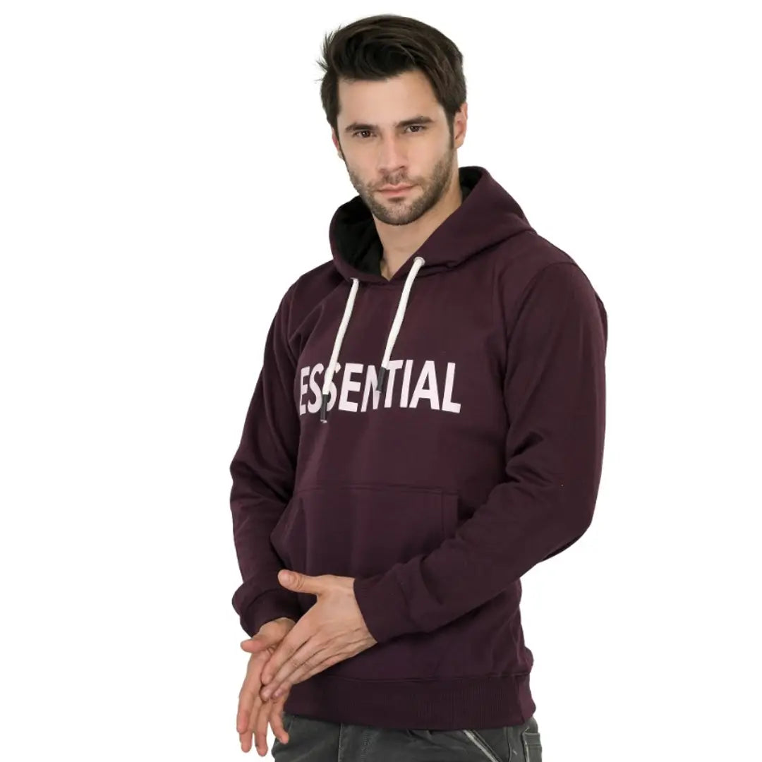 Leebonee Men's Printed Solid Fleece Hooded Sweatshirt