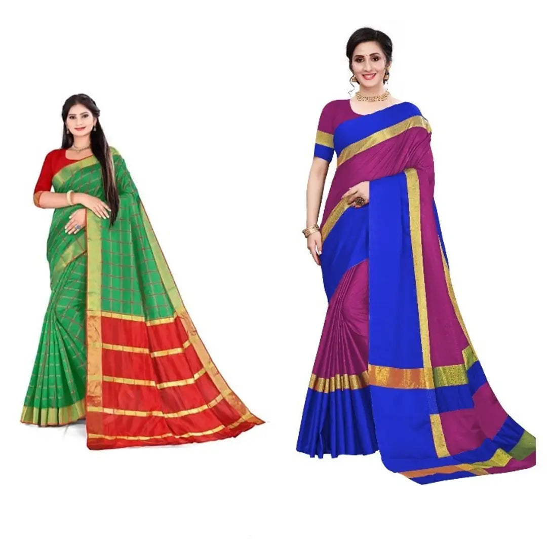 Combo 2 Saree cotton silk sarees