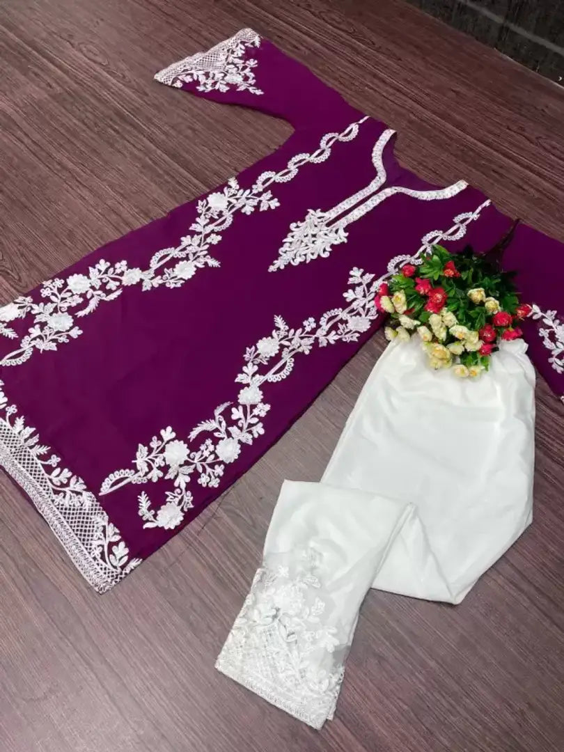 Women Kurta and Pant Purple