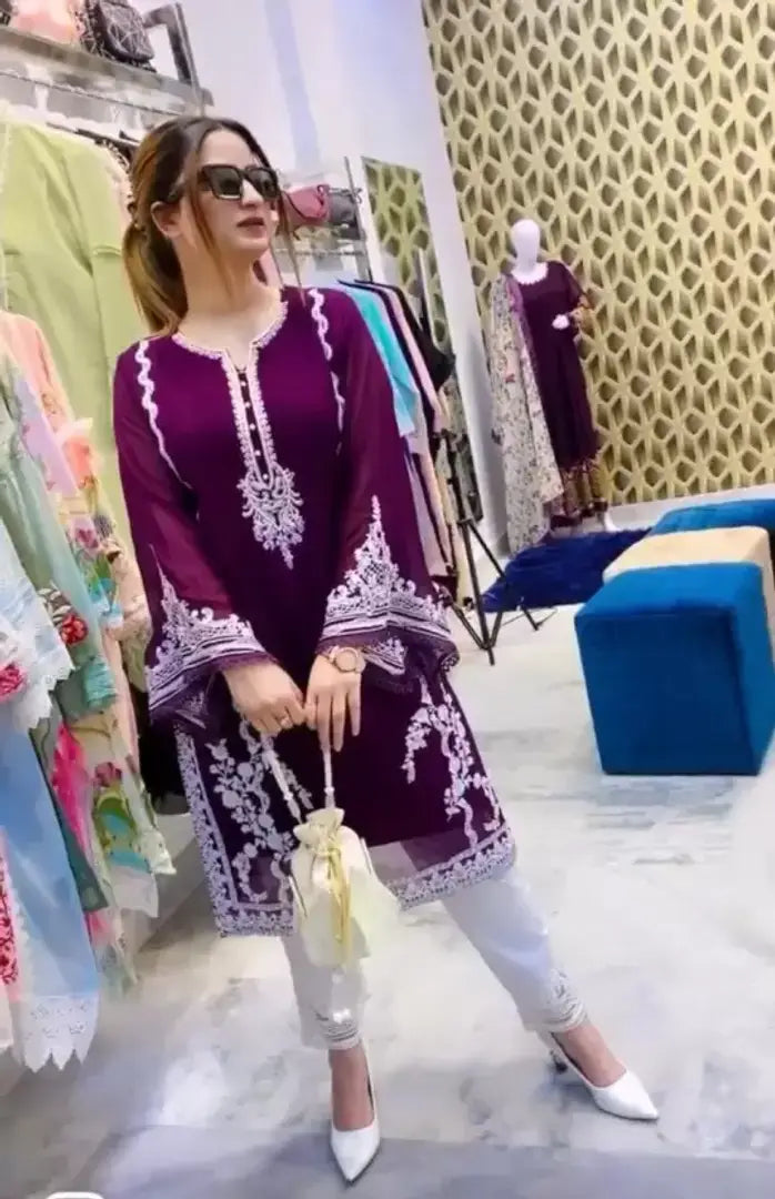 Women Kurta and Pant Purple