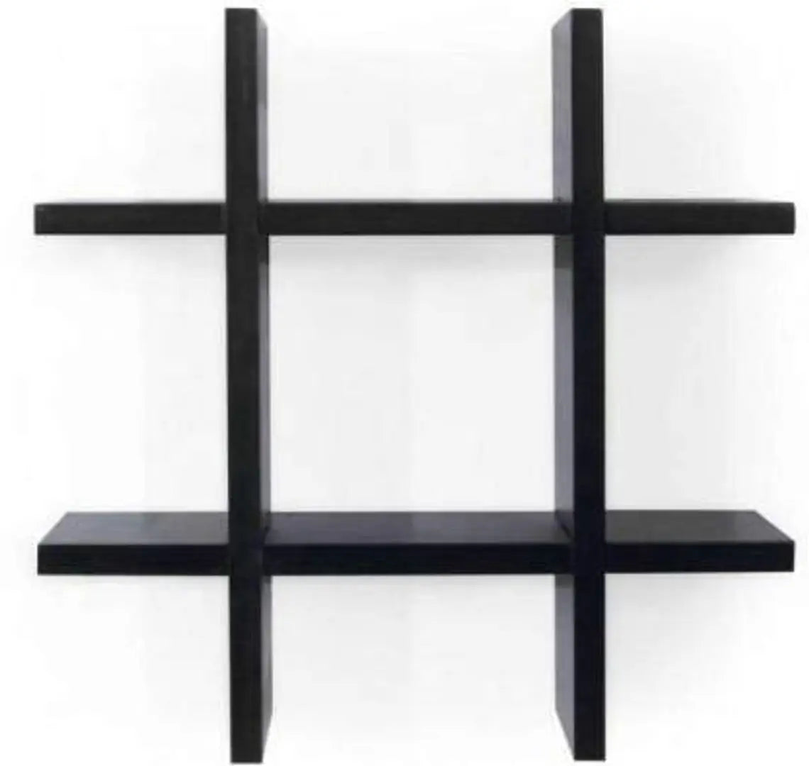 onlinecraft Wooden Wall Shelf (09 Plus Black)