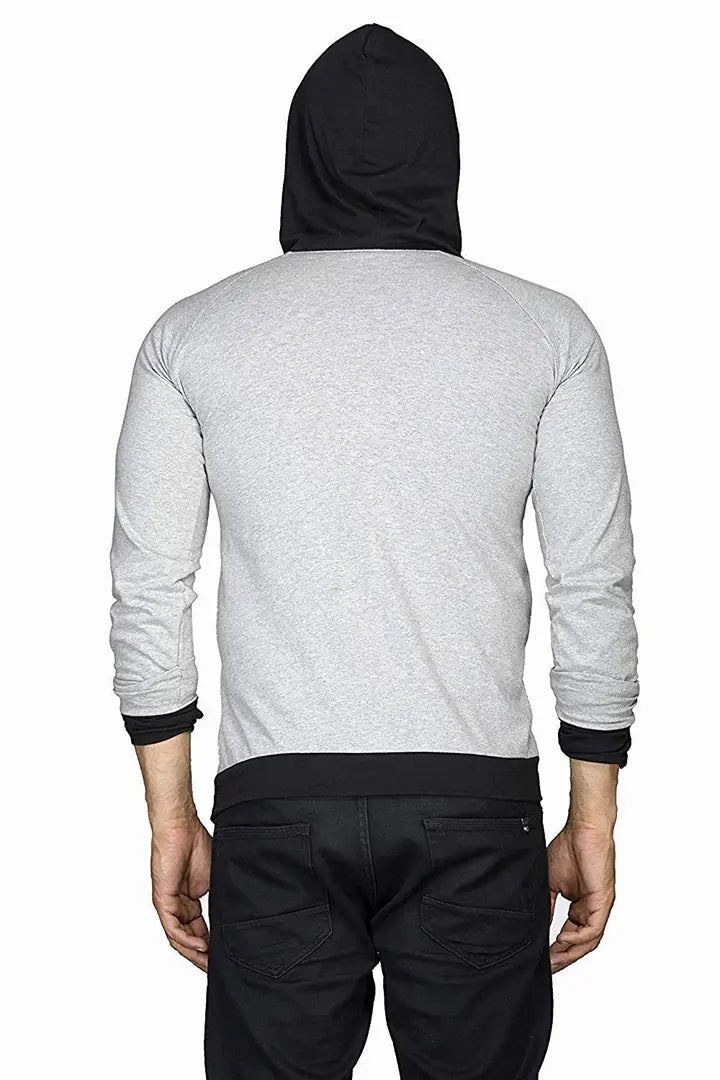 RiseMax Colourblocked Cotton Blend M30 Full Sleeve Hoodie Regular Fit T-Shirt for Men