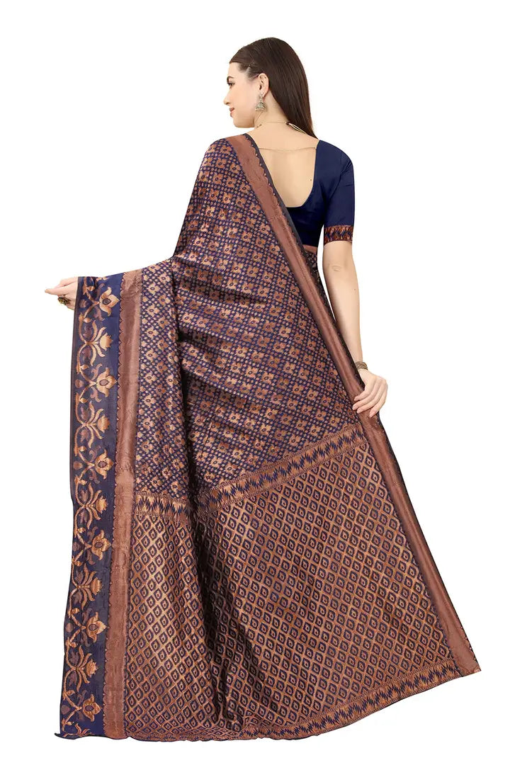 Nency Fashion Women's Saree Silk Fabric Saree Nblue