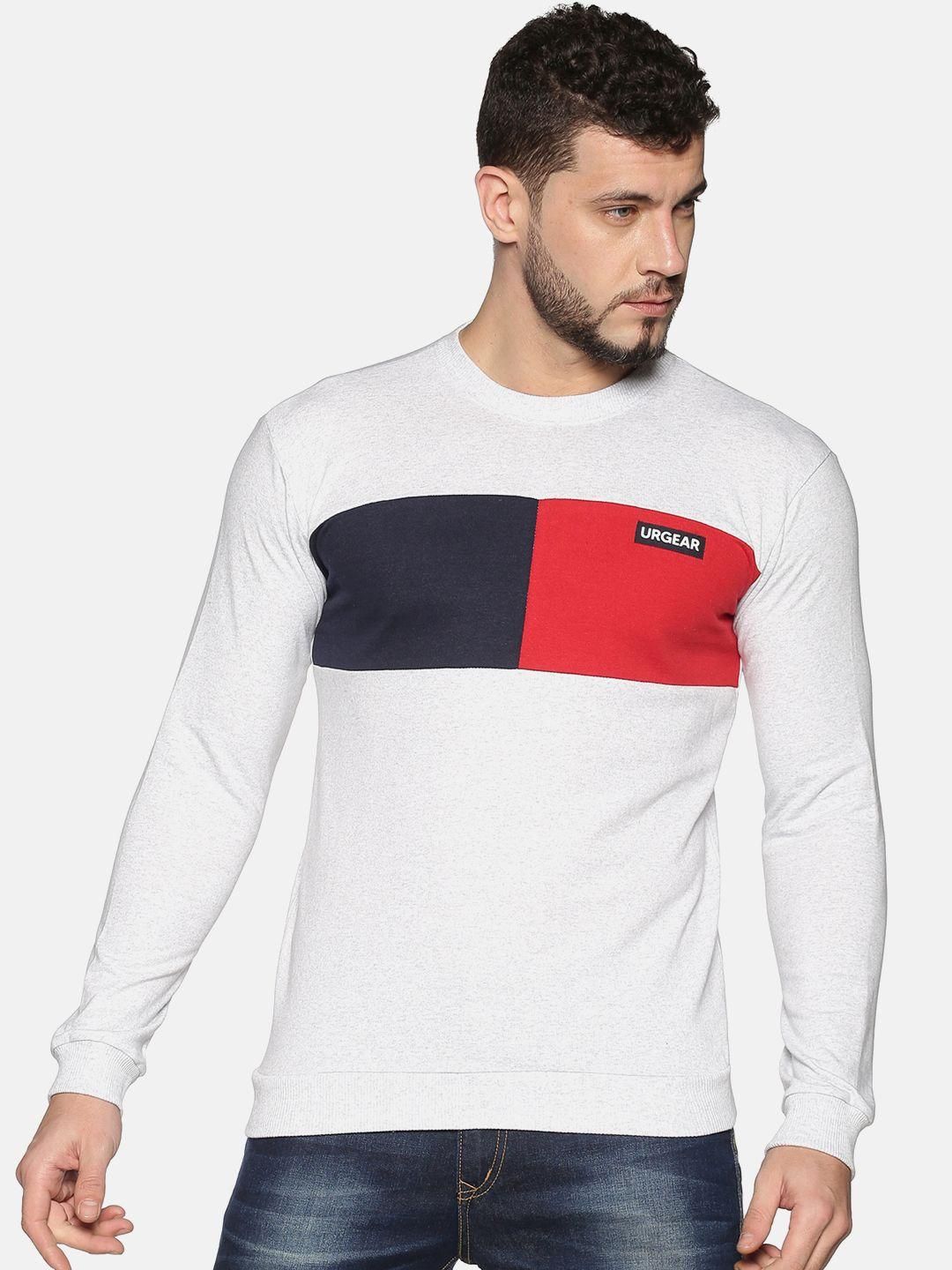 Urgear Fleece Color Block Full Sleeves Regular Fit Mens Sweatshirt