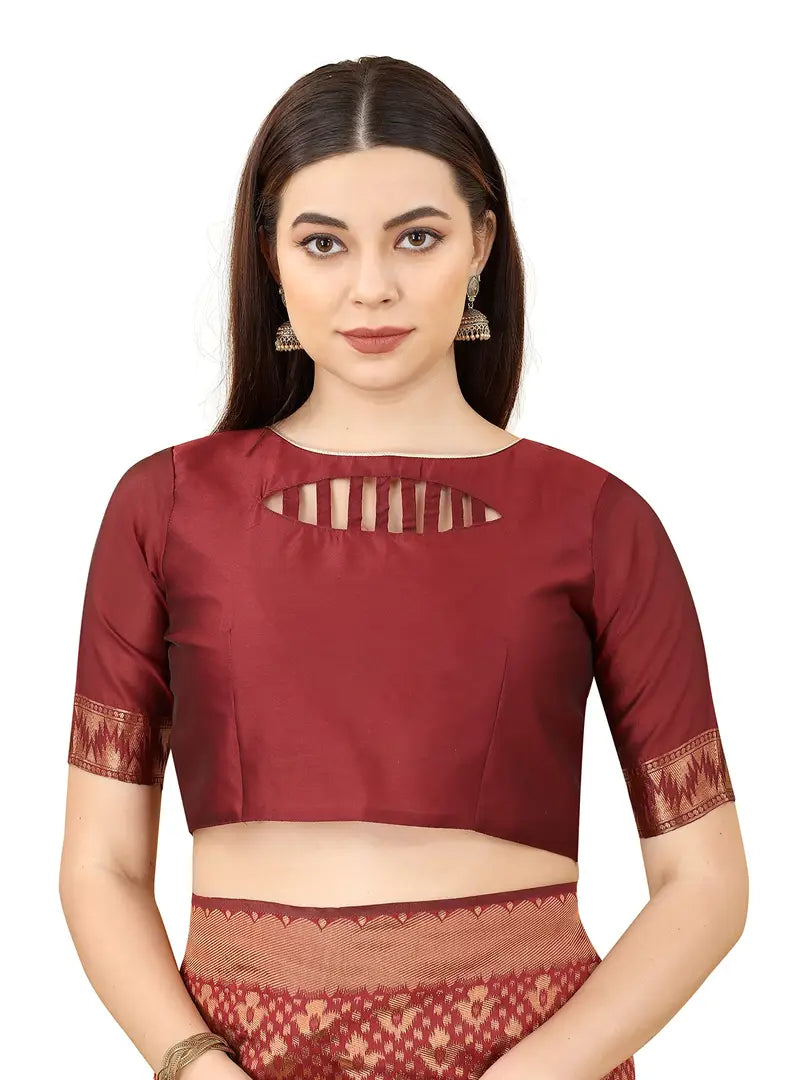 Nency Fashion Women's Saree Silk Fabric Saree Red Saree