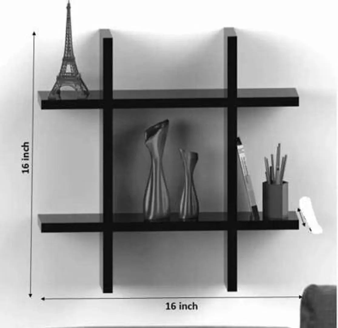 onlinecraft Wooden Wall Shelf (09 Plus Black)