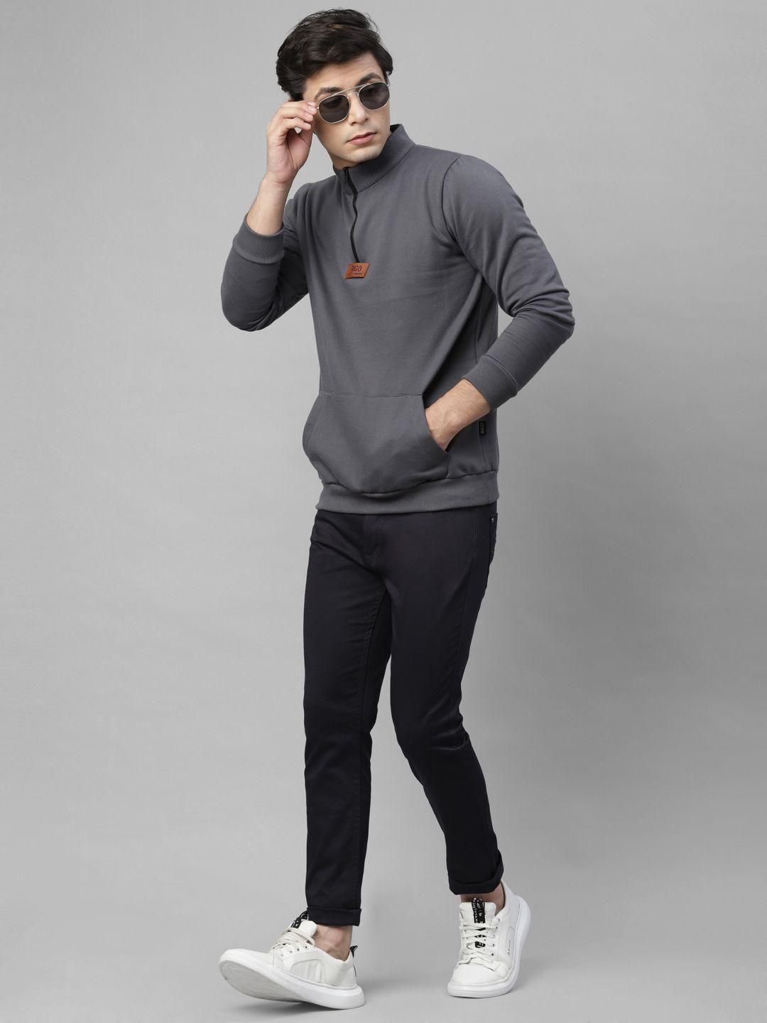 Rigo Fleece Solid Full Sleeves Regular Fit Mens Sweatshirt