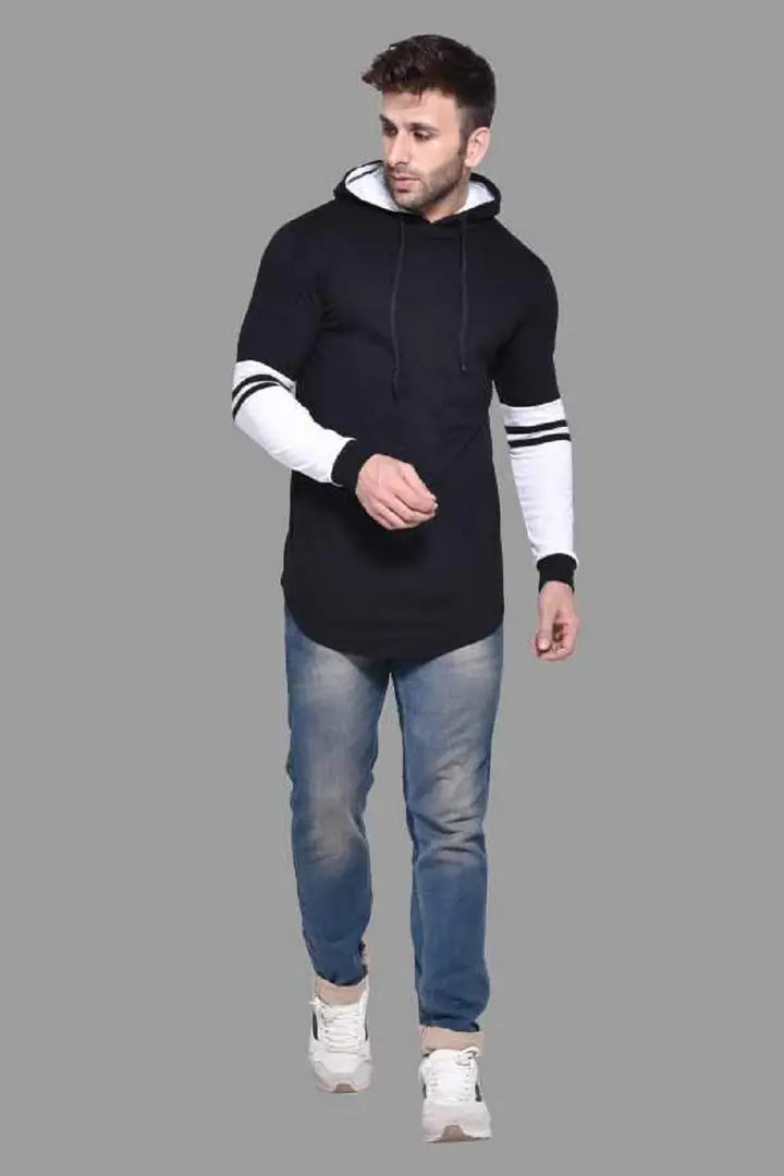 RiseMax Striped Cotton Blend M25 Full Sleeve Hoodie Regular Fit T-Shirt for Men