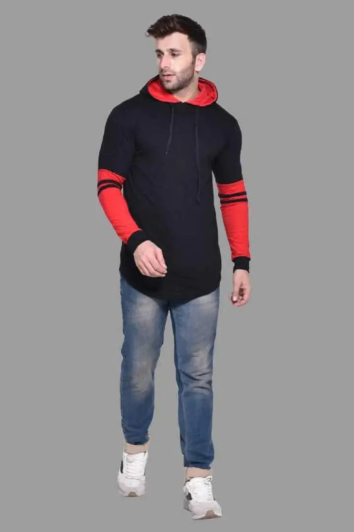 RiseMax Striped Cotton Blend M25 Full Sleeve Hoodie Regular Fit T-Shirt for Men