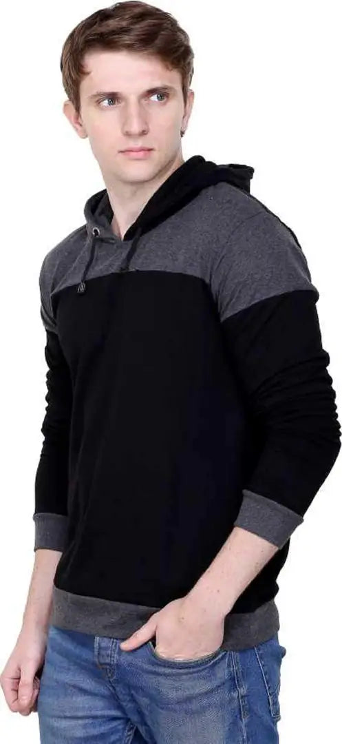 RiseMax Colourblocked Cotton Blend M26 Full Sleeve Hoodie Regular Fit T-Shirt for Men