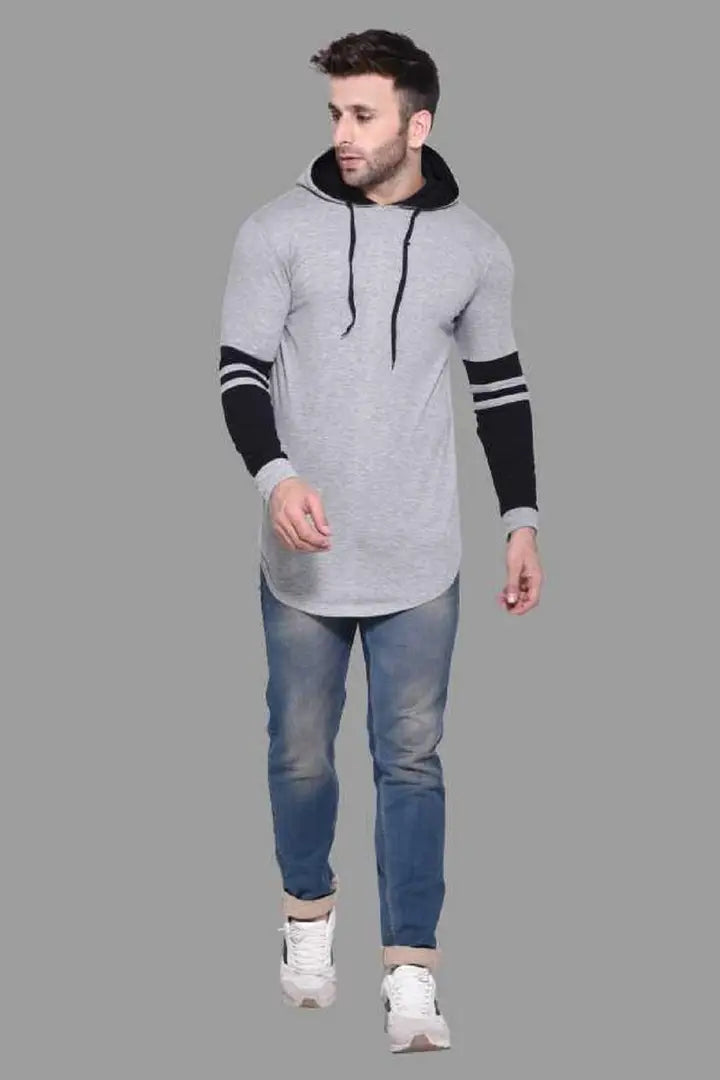 RiseMax Striped Cotton Blend M25 Full Sleeve Hoodie Regular Fit T-Shirt for Men