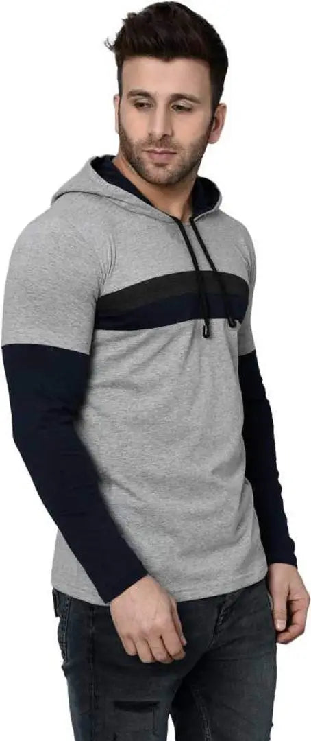 RiseMax Striped Cotton Blend M27 Full Sleeve Hoodie Regular Fit T-Shirts for Men