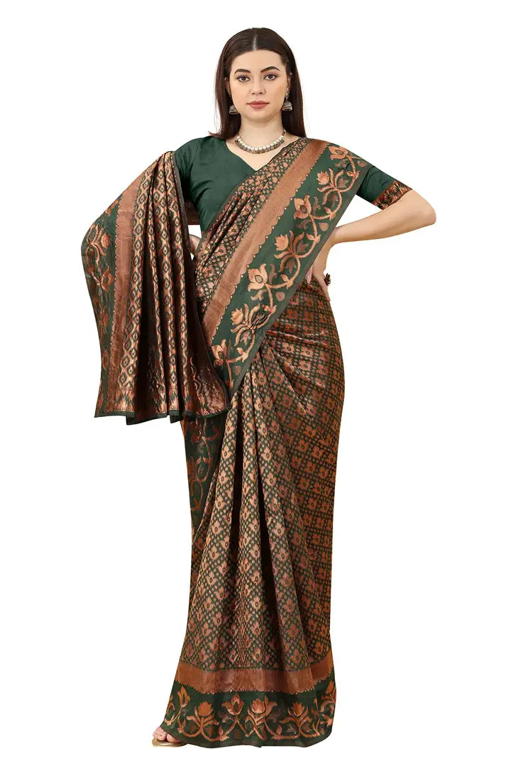Nency Fashion Women's Saree Silk Fabric Saree Red Saree