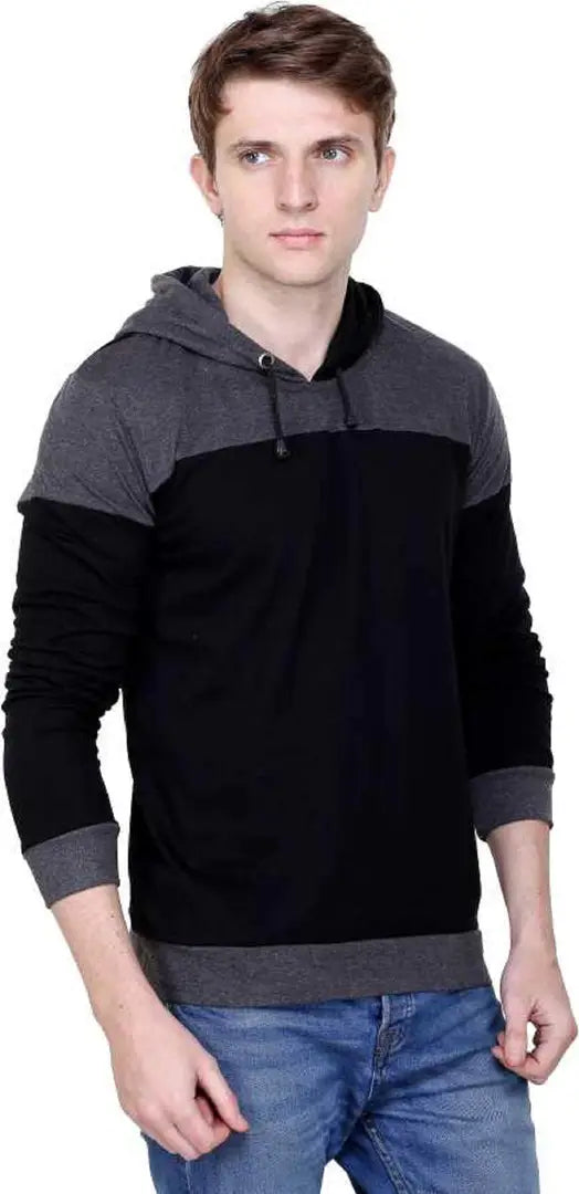 RiseMax Colourblocked Cotton Blend M26 Full Sleeve Hoodie Regular Fit T-Shirt for Men