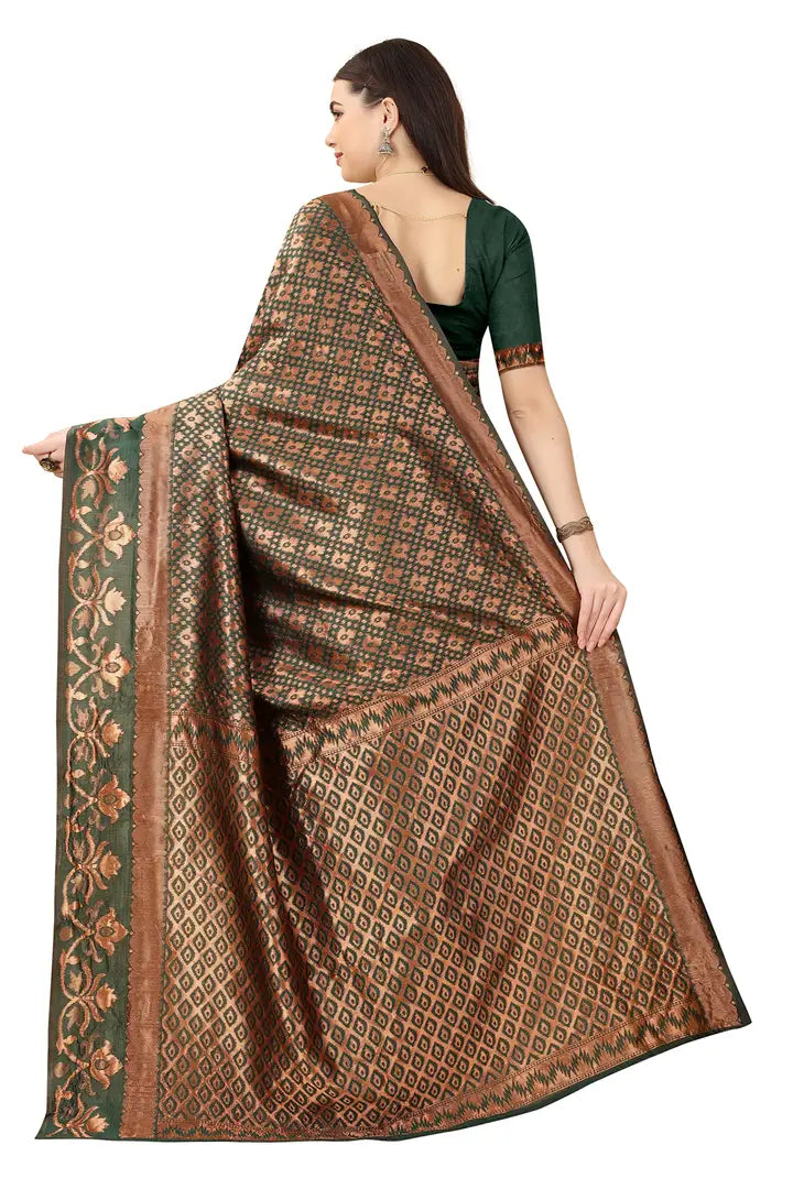 Nency Fashion Women's Saree Silk Fabric Saree Red Saree