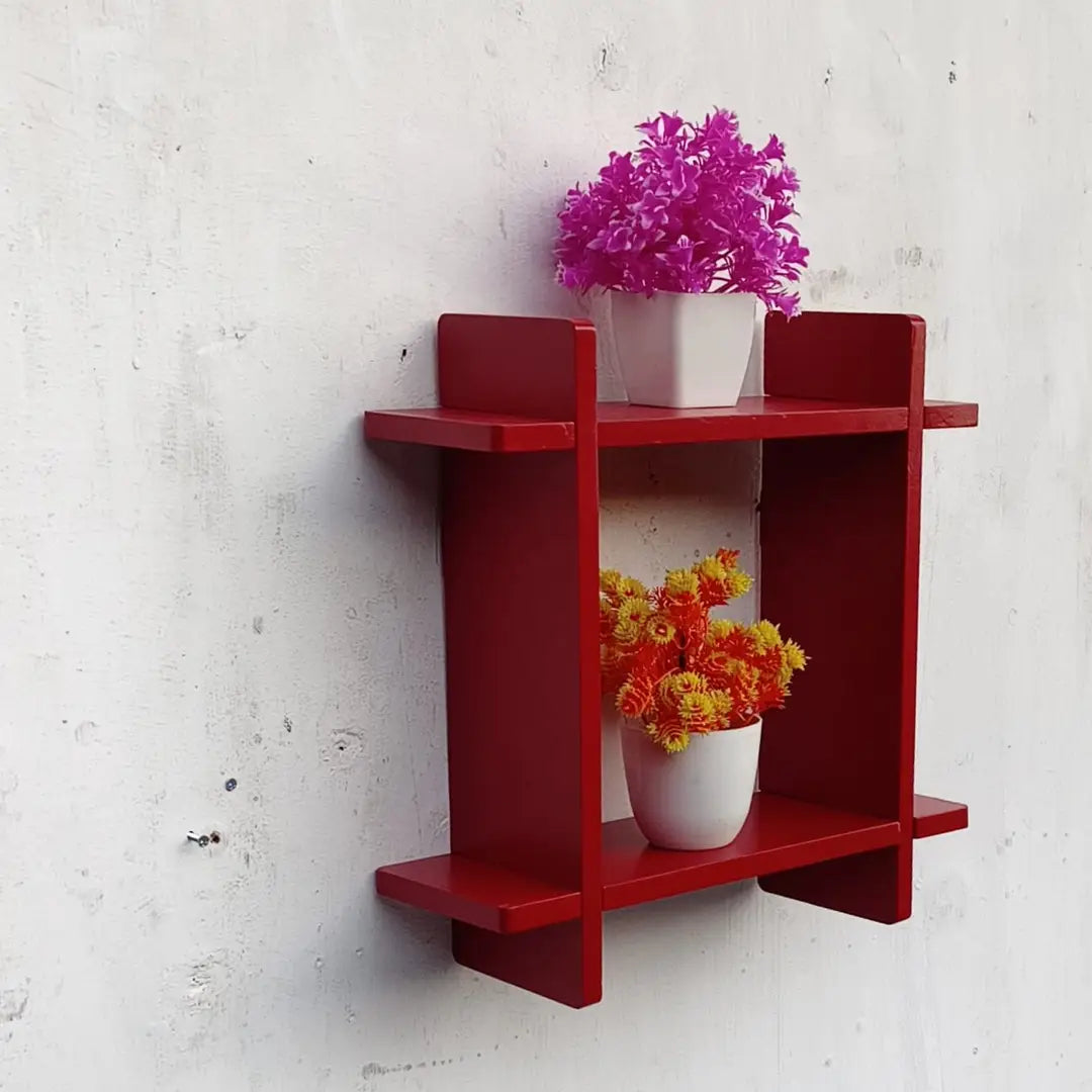 onlinecraft Wooden Wall Shelf (red)