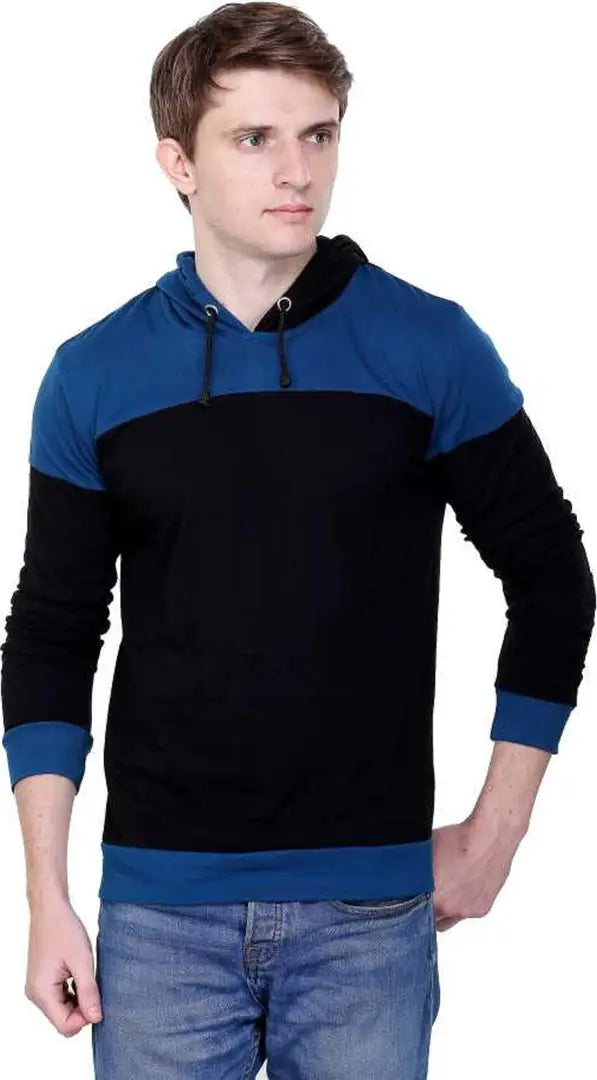 RiseMax Colourblocked Cotton Blend M26 Full Sleeve Hoodie Regular Fit T-Shirt for Men