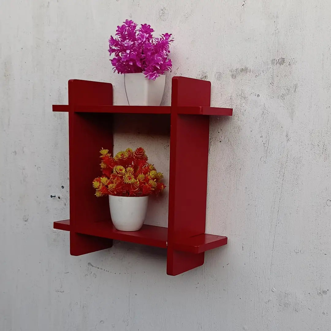 onlinecraft Wooden Wall Shelf (red)