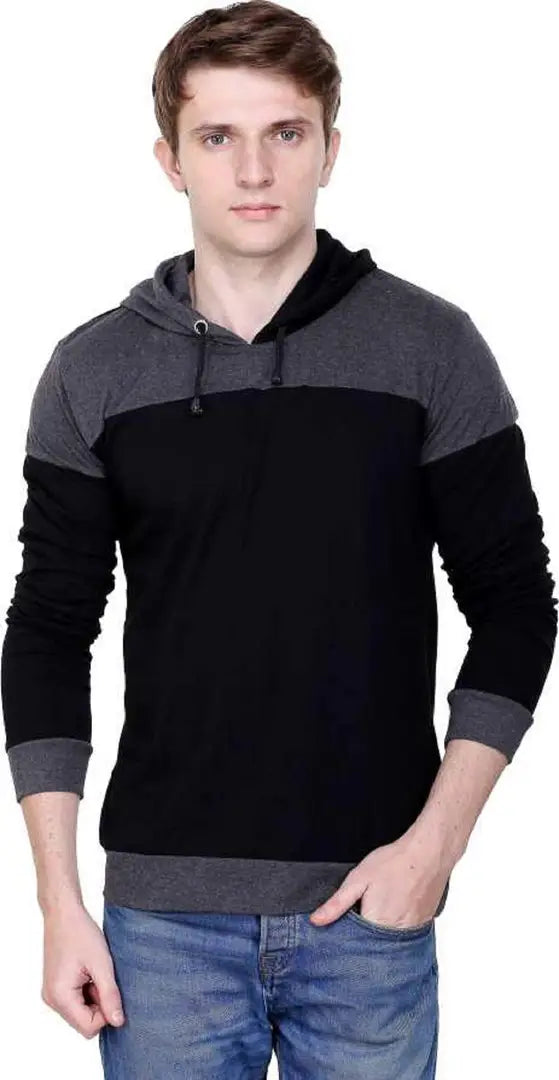 RiseMax Colourblocked Cotton Blend M26 Full Sleeve Hoodie Regular Fit T-Shirt for Men
