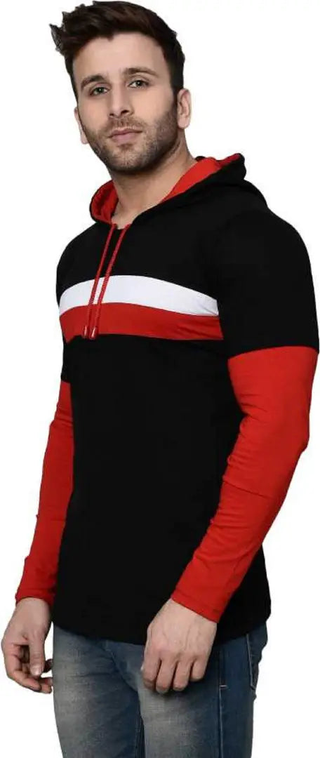 RiseMax Striped Cotton Blend M27 Full Sleeve Hoodie Regular Fit T-Shirts for Men