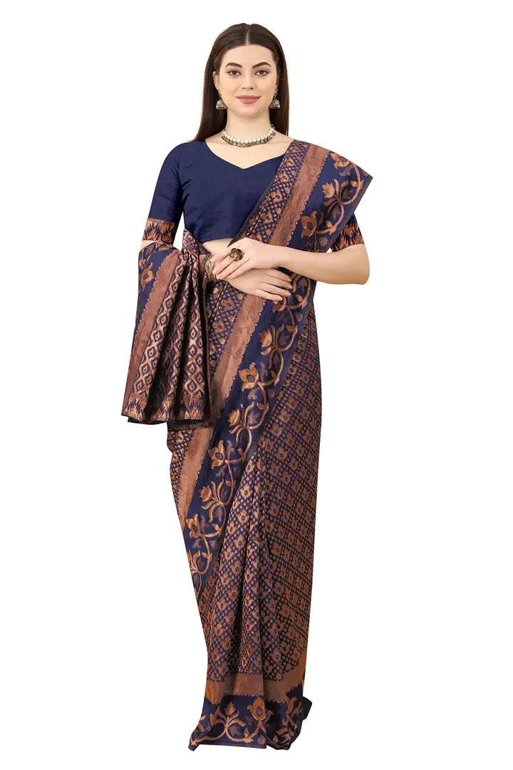Nency Fashion Women's Saree Silk Fabric Saree Nblue