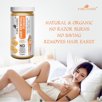Park Daniel Natural Orange & Chocolate Fragrance Hair Removal Powder- For Underarms, Hand, Legs & Bikini Line(Three in one Use) Combo Pack Of 2 Jars of 150gm (300gm)