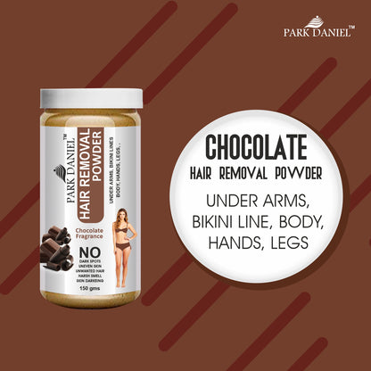 Park Daniel Natural Orange & Chocolate Fragrance Hair Removal Powder- For Underarms, Hand, Legs & Bikini Line(Three in one Use) Combo Pack Of 2 Jars of 150gm (300gm)