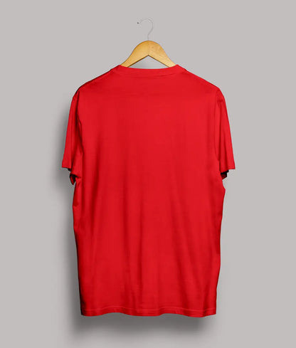 Men's Red Cotton Printed Round Neck Tees