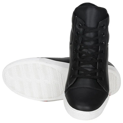 Designer Leatherette Jet Black High Ankle Length Casual Dance Sneakers