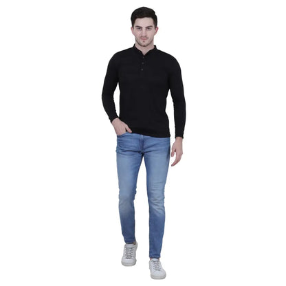 Men's Multicoloured Cotton Blend Solid Henley Tees (Pack of 5)