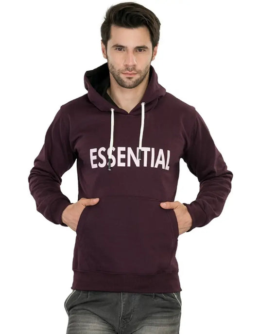 Leebonee Men's Printed Solid Fleece Hooded Sweatshirt