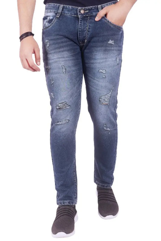 Men Jeans Strechable Ripped Blue Jeans