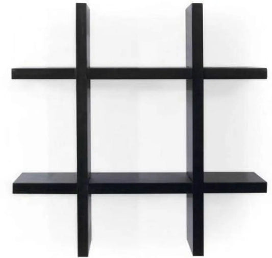 onlinecraft Wooden Wall Shelf (09 Plus Black)