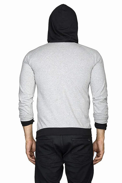RiseMax Colourblocked Cotton Blend M30 Full Sleeve Hoodie Regular Fit T-Shirt for Men