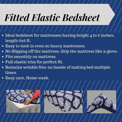Fitted King Size bedsheet Cotton | Elastic bedsheet