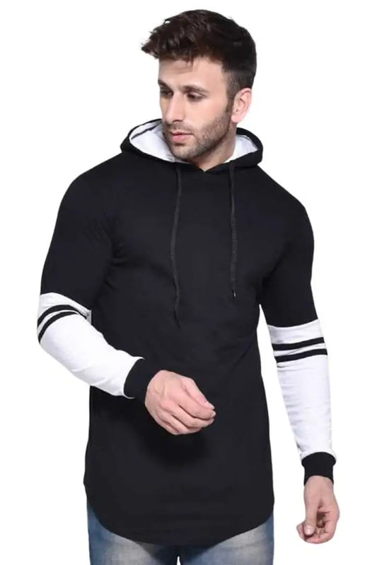 RiseMax Striped Cotton Blend M25 Full Sleeve Hoodie Regular Fit T-Shirt for Men