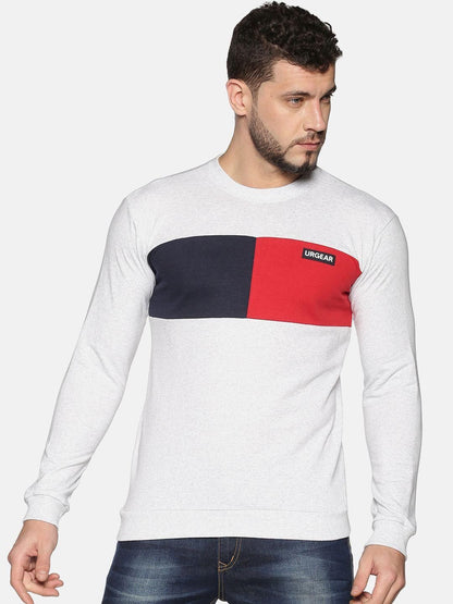 Urgear Fleece Color Block Full Sleeves Regular Fit Mens Sweatshirt
