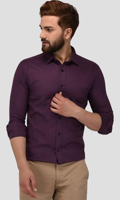 FREANKMEN Cotton Solid Full Sleeves Mens Casual Shirt
