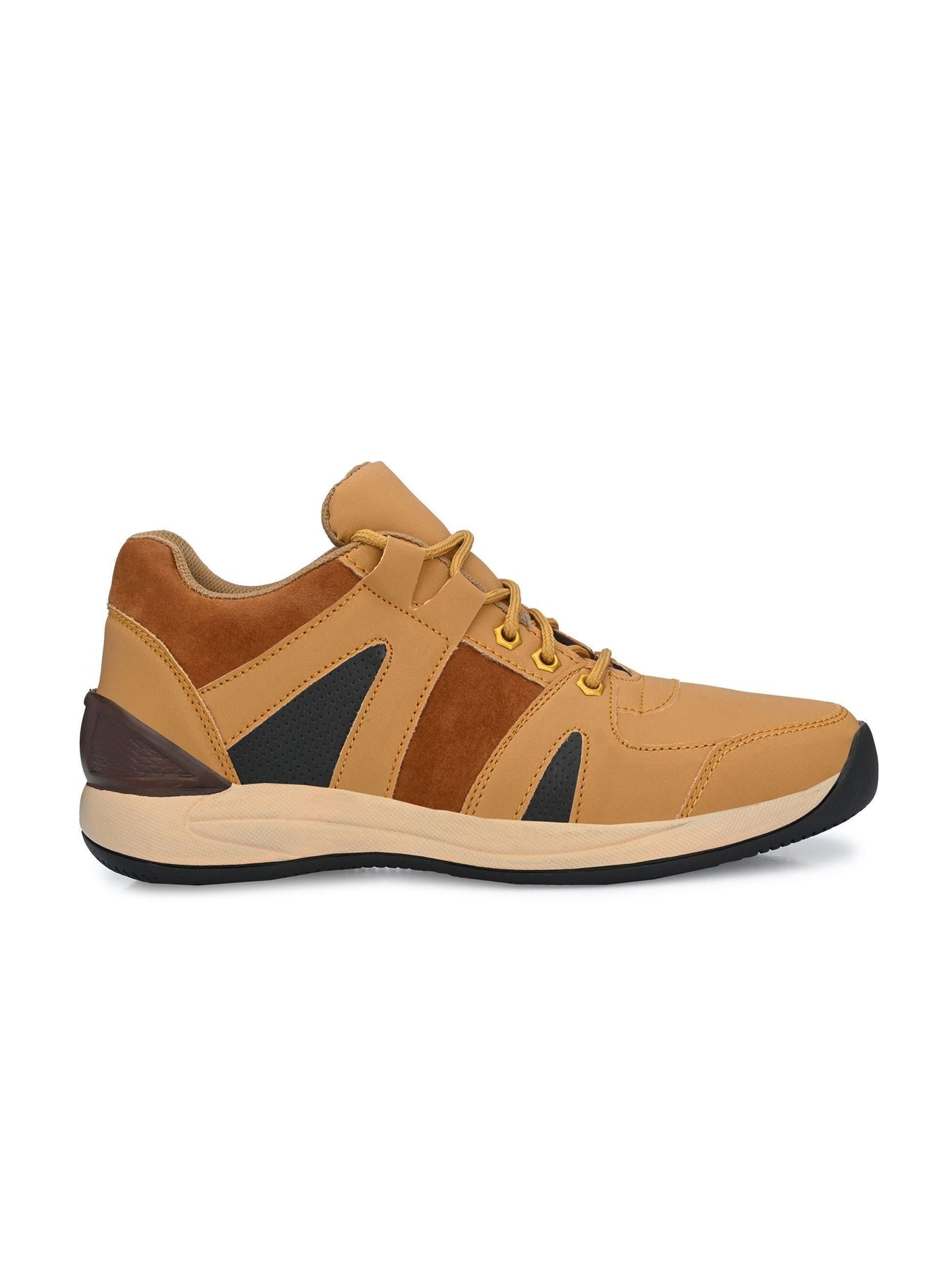 Bucik Men's Beige Synthetic Leather Lace-Up Casual Shoes