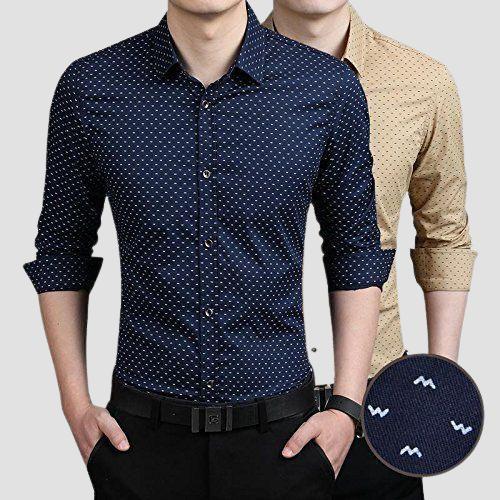 FREANKMEN Cotton Printed Full Sleeves Mens Casual Shirt (Pack of 2)