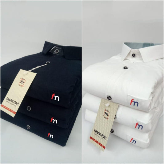 FREANKMEN Cotton Solid Full Sleeves Mens Casual Shirt (Pack of 2)
