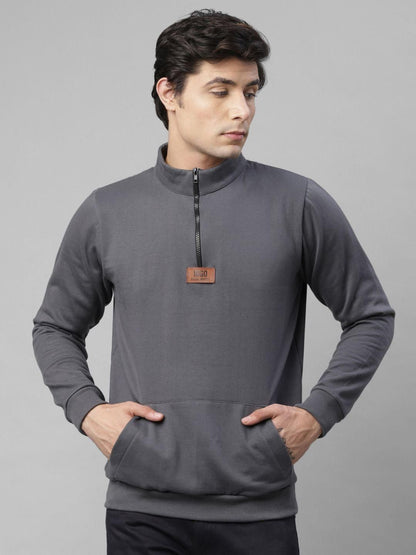 Rigo Fleece Solid Full Sleeves Regular Fit Mens Sweatshirt