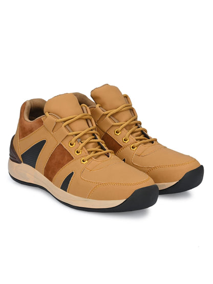 Bucik Men's Beige Synthetic Leather Lace-Up Casual Shoes