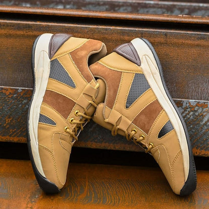 Bucik Men's Beige Synthetic Leather Lace-Up Casual Shoes