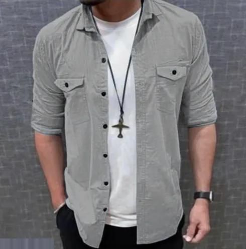 Cotton Solid Full Sleeves Mens Casual Shirt