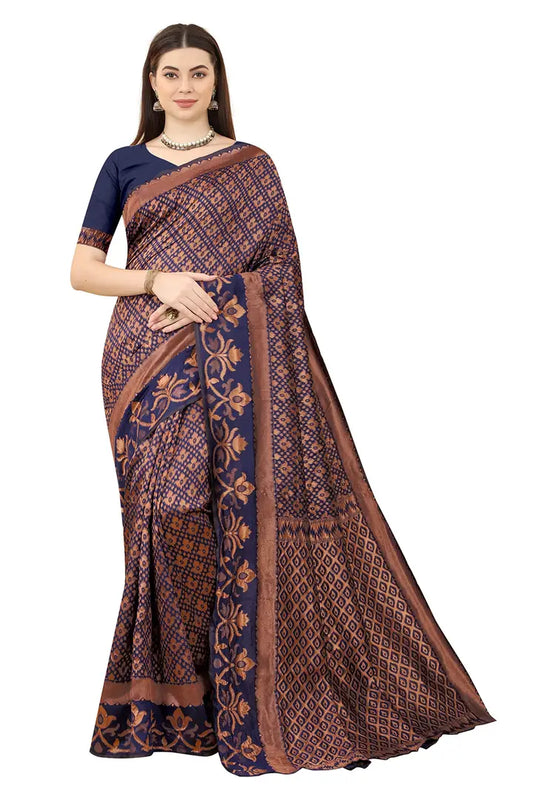 Nency Fashion Women's Saree Silk Fabric Saree Nblue