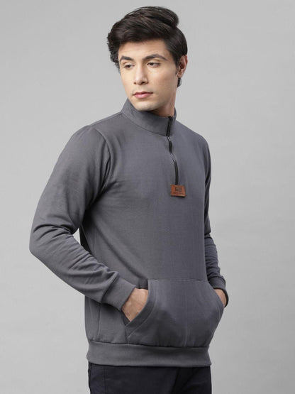 Rigo Fleece Solid Full Sleeves Regular Fit Mens Sweatshirt